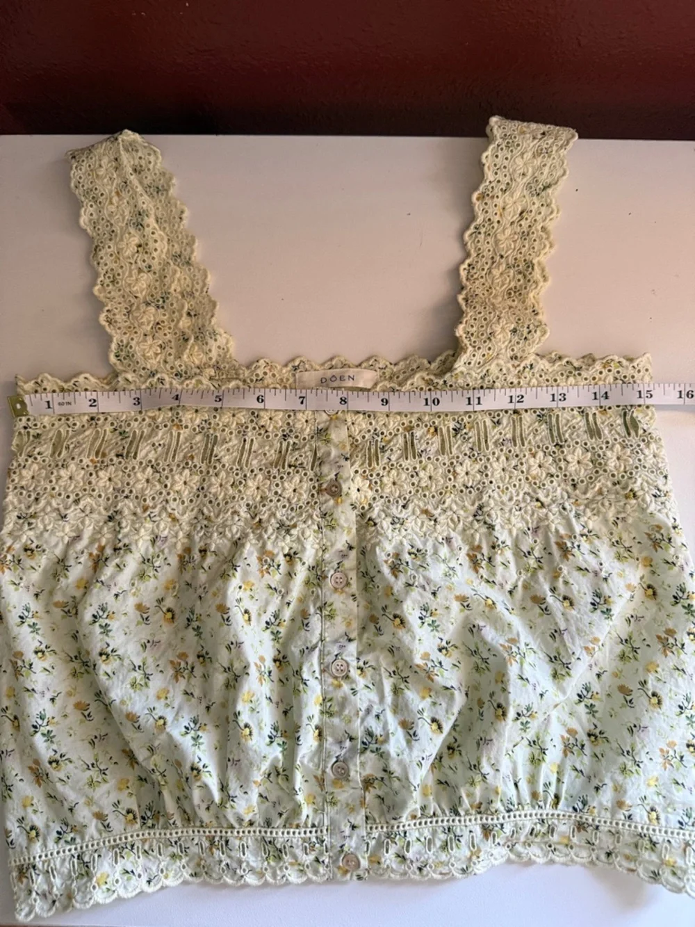 DOEN << ESTELLE TOP IN MOSS PAPILLON FLORAL - Picture 7 of 14